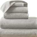 Great Bay Home Grey Bath Towel Set  100% Cotton 6-Piece Set, Absorbent & Quick-Drying, Soft & Durable (03 Light Grey)
