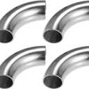 X AUTOHAUX 4 Pcs OD 1 Inch 90 Degree Mandrel Bend Elbow SS304 Stainless Steel Bend Tube Exhaust Elbow Pipe for Car Modified Exhaust System 1" Piping Silver Tone