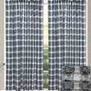 GOHD Fashion Plaids Boho Window Curtains Pattern Clipped Yarn Farmhouse 2 Panels Set for Bathroom/Bedroom/Living Room Vintage Chic Textured Drapes(63in,Black and White)