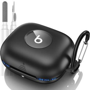 for Beats Powerbeats Pro 2 Case Cover, Shockproof Magnetic Case for Powerbeats Pro 2 2025 Wireless Earbuds, Magnetic Lock Lid Protective Cover with Cleaner Kit & Carabiner (Black)