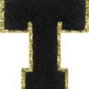 Letter Patches Iron on 3Pcs Chenille Letters for Jackets Varsity Letters Patches Letterman Glitter Patches Iron on Letter Black T