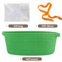Pro Goleem Small Woven Basket with Gift Bags and Ribbons Durable Baskets for Gifts Empty Small Rope Basket for Storage 12"X 8" X 5" Baby Toy Basket with Handles, Grass Green