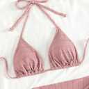 SOLY HUX Bikini Sets for Women Halter Triangle Bathing Suit with Beach Skirt 3 Piece Swimsuit Solid Pink Large