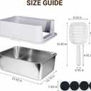 High Sided Stainless Steel Cat Litter Box, XL Extra Large Metal Litter Box for Big Cats, Non-Stick & Anti-Odor, Anti-Urine Leakage, Easy to Clean, Includes Scoop