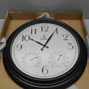 18 inch Outdoor Clocks for Patio Large Waterproof with Thermometer - Black Indoor Outdoor Clock with Temperature and Humidity for Wall - Weatherproof, Accurate & Easy to Read for Pool, Patio & Garden