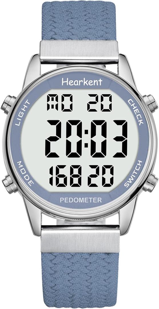 Women Pedometer Watch for Walking Steps and Miles-Step Counter for Calories,30M Waterproof-EL Backlight-Countdown-Stopwatch-No App Step Tracker for Adults Seniors (Blue)