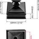 QWORK Fence Post Cap, 4 Pack 2" x 2" Decorative Piling Metal Caps with Top Ball, Black