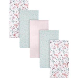 Gerber Girls Newborn Infant Baby Toddler Nursery 100% Cotton Flannel Receiving Swaddle Blanket, Butterfly White, Pack of 5