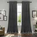 SMILETIME Dark Grey 72 in Long Velvet Curtains with Rod Pocket, Super Soft Privacy Noise Reducing Light-Filtering Velvet Drapes for Living Room Bedroom, 2 Panels, 52 x 72 inches
