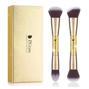 DUcare Makeup Brushes Duo End Foundation Powder Buffer and Contour Brush Synthetic Cosmetic Tools 2 Pcs (D01)