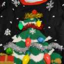 Giggling Getup Ugly Christmas Sweater with Light, LED Ugly Christmas Sweater for Women Men Kids 2025 Christmas Tree (Black, S)