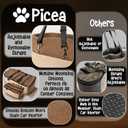 Center Console Dog Car Seat | 11 lbs MAX | Safety Straps & Leash | Comfortable Foam and Plush Pillows | Adjustable Mount Design | Large Storage Pockets | Perfect for Small Pets & Cats (Brown)
