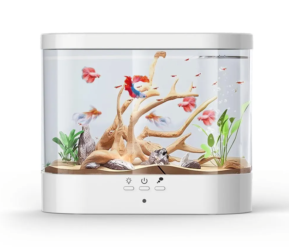 DEDESESE Fish Tank Aquarium 1.5 Gallon Desktop Fish Tank- 7 Color Light Self Cleaning 3 in 1 Pump with Filteration & Oxygenation & Circulation for Office Living Room