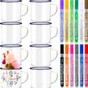 Hoolerry 4 Pieces Painted Mug Decorating Kit DIY Coffee Mug Painting Kit Graduation Personalized Cup You Can Decorate Coffee Design Your Own Cup for Craft Decor Drinking Christmas Father's Day
