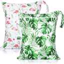 Shappy 2 Pcs Large Travel Laundry Bag Washable Waterproof Wet Dry Large Dirty Clothes Bag Bathing Workout(Flamingo Style)