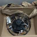 LEDIARY 20" Caged Ceiling Fan with Light and Remote, Low Profile Flush Mount Fandelier, Black Bladeless Enclosed Small Fan Lights Ceiling Fixtures, Rustic Farmhouse Style for Bedroom, Outdoor