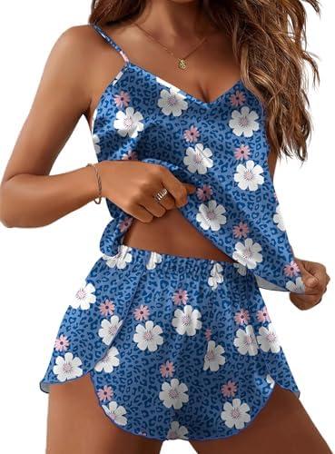Ekouaer Satin Pajama  for Women Silky Cami Pj Set Soft Nightwear Lingerie Sleepwear XL Only Bottom's