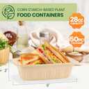 100 Piece (50 Pack) Meal Prep Containers with Lids, 28 oz Cornstarch Food Storage Containers Plant-based Lunch Box for Salad,BPA Free Plastic Take Out Containers Microwave and Freezer Safe