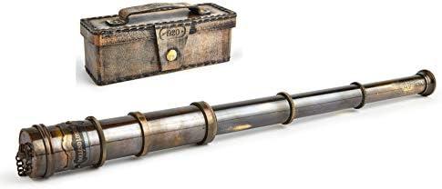 V.Empire Handcrafted Telescope | with Box | Functional Vintage Replica Brass Nautical Antique Gifts for Men | Brass Nautical Spyglass & Collectible Decor | for Kids | 15 Inches