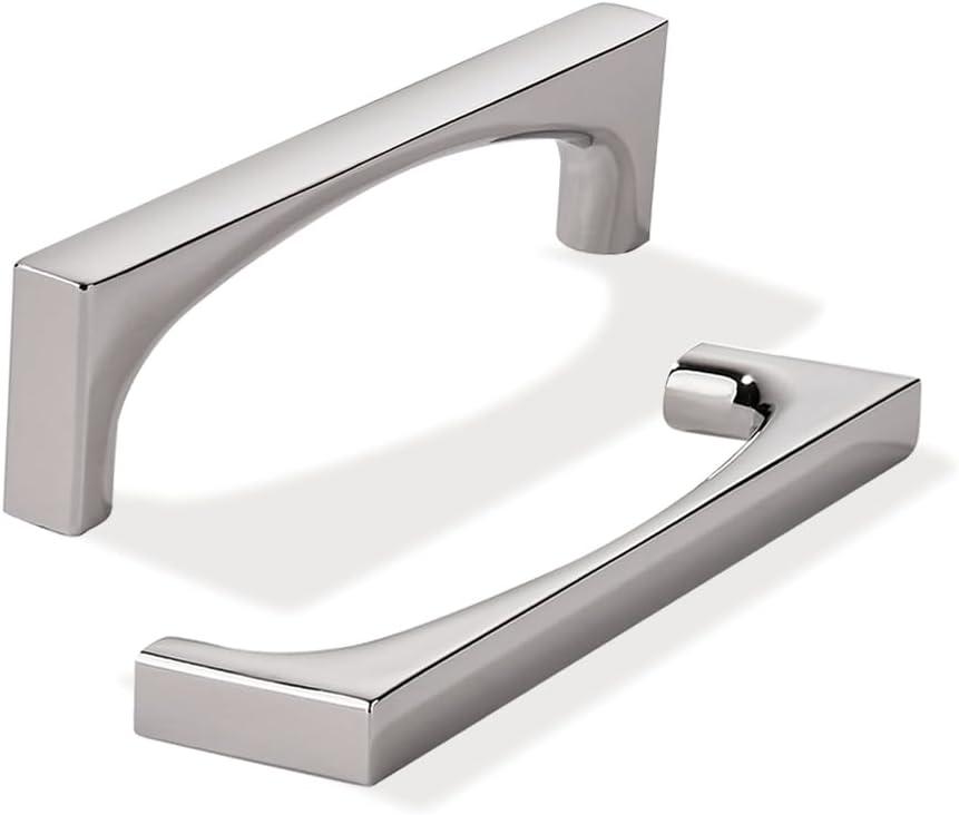 khtumeware 2 Pack Solid Handles 4-Inch(102mm) Polished Nickel Cabinet Pulls,Heavy Duty for Kitchen Cabinets, Cupboards, Drawers and Bathroom Hardware