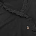 Floral Find Womens Short Sleeve Button Down Tops Casual Summer V-Neck Lace Trim Blouse Cute Tee, Black, X-Large (Black, XL)