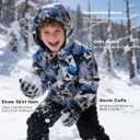 FREE SOLDIER Boys Girls Waterproof Ski Jacket Fleece Lined Warm Winter Snow Coat Kids Winter Jacket with Detachable Hood (6-7 Years, Green Camo)