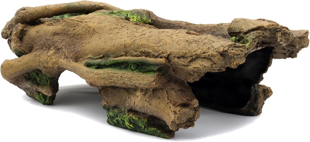 JIHAQUA Aquarium Resin Bark Terrarium Decor, Lizard, Snake or Reptile Hide, Lizard, Spider and Aquarium Fish Hide Cave (Large Bark B)