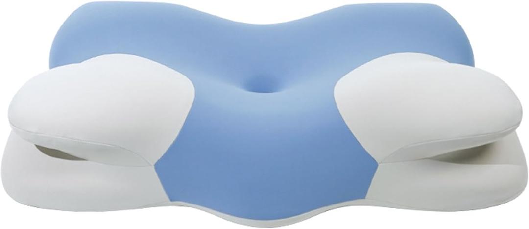 Cervical Pillow for Neck and Shoulder Pain Relief - Ergonomic Neck Pillow for Sleeping, Contour Memory Foam Pillows Side Sleeper Pillow for Neck Support, Bed Pillow for Side Back Stomach Sleepers (White & Blue)