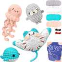 YAMAXIN Crochet Kit for Beginners  Ocean Animal Amigurumi DIY Yarn Kit with Step-by-Step Instructions, Tools & Soft Yarn  4 Pack Crochet Kit Gift for Adults, Teens & Kids (Pink and Blue)