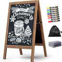 Chezarra A Frame Chalkboard Sign, 40"x20" Extra Large Sidewalk Chalk Board, Wooden Standing ChalkBoards Set with Markers, Double-Sided Magnetic Blackboard for Cafés, Weddings, Party Guide