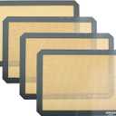 Amazon Basics Silicone, Non-Stick, Food Safe Baking Mat, Pack of 4, Beige/Gray, Rectangular, 16.5" x 11.6"