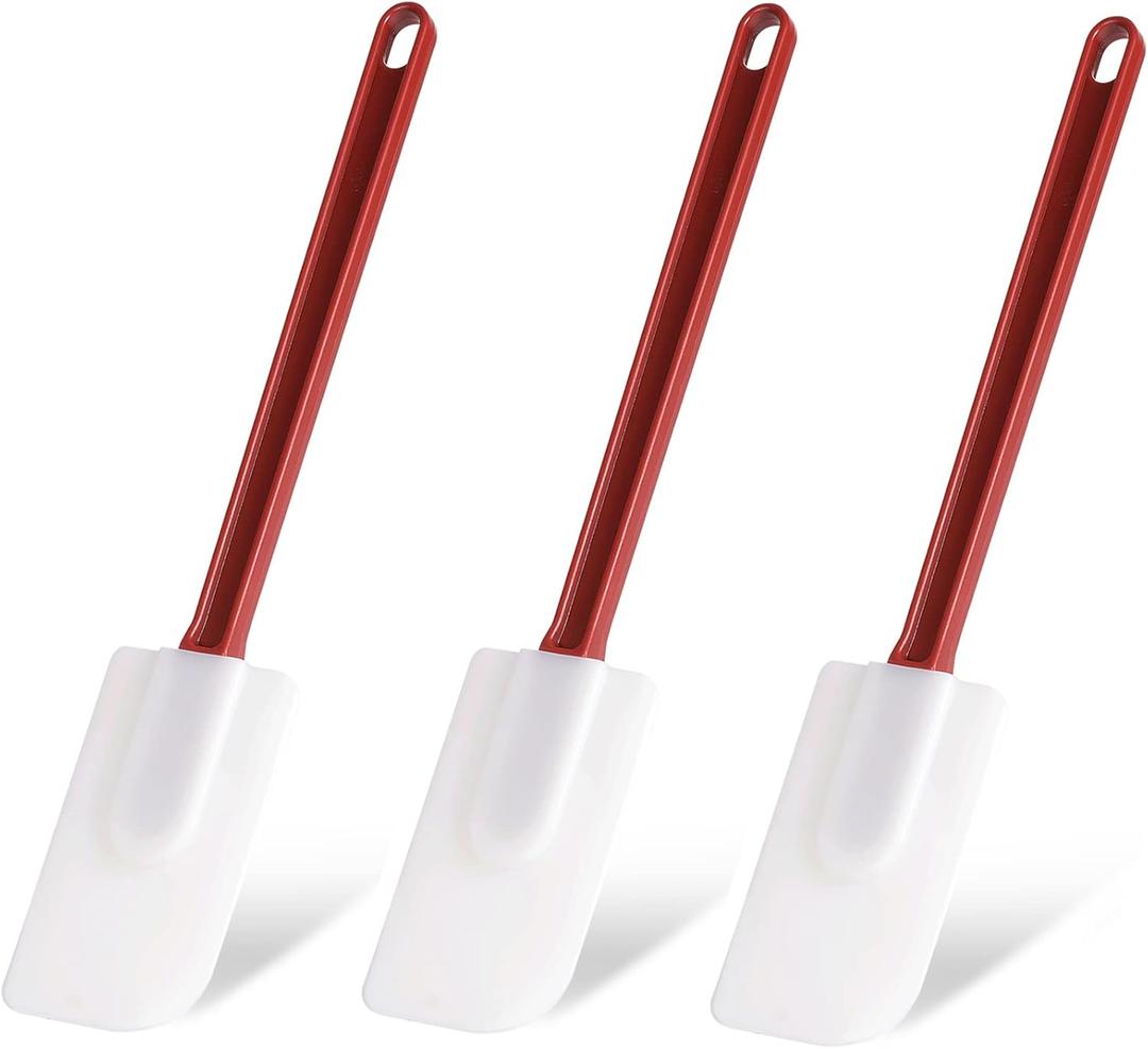 3 PCS Commercial Grade Heat Resistant Silicone Spatulas, 9.5-Inch Rubber Spatulas for Baking, Nonstick & BPA-Free (3 Scrapers (9.5 Inches))