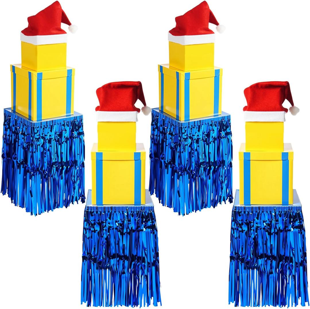 ShinyMatch 20 Pcs Christmas Stackable Gift Boxes Christmas Nesting Gift Boxes with Lid Santa Claus Hat Skirt Cute Decorative Present Box for Party Supplies Decor 3 Sizes