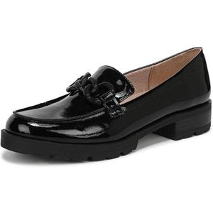 LifeStride Womens London 2 Loafers Black Patent 8.5 W