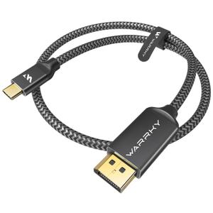 Warrky USB C to DisplayPort Cable for Office and Gaming (8K 60Hz, 4K 240/144Hz) Aluminum Type-C to Display Port (DP) Cord [Thunderbolt 3/4 Compatible] for iPhone 15 Series, iPad, Galaxy -3.3ft (Grey)