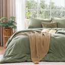 WRENSONGE King Size Comforter Set - 3 Pieces Green Comforter Prewashed Soft Lightweight for All Seasons,Fluffy Down Alternative Comforter King Size with 2 Pillow Shams