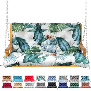 Porch Swing Cushion with Backrest,Waterproof Bench Cushion for Outdoor Furniture,2-3 Seater Replacement Thickened swing cushion with Ties,Patio,Outdoor,Backyard and Garden (Hawaiian Flower,60x40")