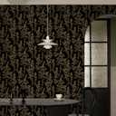 2 x Peel and Stick Wallpaper Black and Gold Wallpaper Dark Floral Contact Paper for Cabinets Bedroom Bathroom Vintage Wall Paper Removable Self Adhesive Shelf Liner Room Decor Vinyl 78"x17.3"