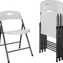 COSCO Solid Resin Folding Chair, 4Pack, White