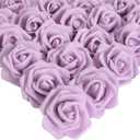 IPOPU 100Pcs Artificial Foam Roses Flowers Heads, 3in Stemless Lilac Foam Fake Flowers Bulk for Crafts, Wall Decorations, DIY Wedding Receptions, Bridal Shower, Faux Bouquets, Party Home Decor(Lilac)