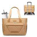 Diaper Bag Tote for Women, Travel Diaper Bag with Insulated Pocket for Toddler & Newborn. Baby Bag with 15.6 Inch Laptop Compartment (Light Brown)