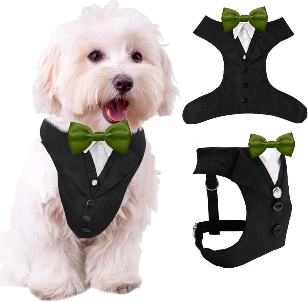 AVERYDAY Dog Tuxedo for Wedding Outfit, Dog Suit and Tie Costumes for Birthday, Halloween, Cosplay, Christmas Party, Pet Formal Wear with Bowtie, Tux for Small Dogs, Chihuahua, Bichon, Maltese, Cats (S (Chest 17.3-22 in))