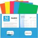 Two Pocket Folders, RAZCC 50 Pack File Folders with Pockets Fit Letter Size Paper, Thick Paper File Folder for School Office Business Home, Assorted 5 Colors