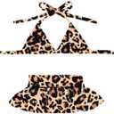 Dog Bikini Swimsuit Summer Puppy Bathing Dress Beach Clothes Cat Costume for Puppy Dog Cat (L, Brown Leopard)