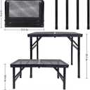 FORUP Small Folding Table, Camping Table with Mesh Desktop, Portable Picnic Table with Carry Handle, Height Adjustable Portable Grill Table for Outside Inside Use
