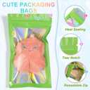 100 Pieces Smell Proof Mylar Resealable Bags, Holographic Packaging Bags Odor Foil Pouch Zip Bags with Clear Window for Food Storage Easter Candy Lipgloss, Jewelry Lash (Green, 4.3 x 7.5 Inch)