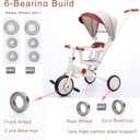 Toddler Push Foldable Tricycle with Canopy, 8 in 1 Balance Trike Baby Bike with Handle Toddler Tricycle for 1-3,Kids Folding Tricycles (White)