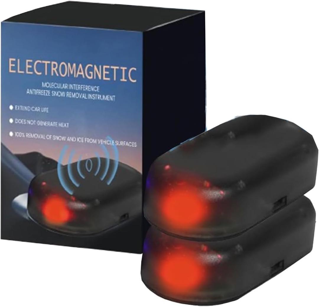 Anti-Freeze Electromagnetic Car Snow Removal Device, 2025 Upgrade Car Interference Antifreeze Instrument, Electromagnetic Car Snow Removal Device for Winter Commute Ice Frost Removal on Cars (2PCS)