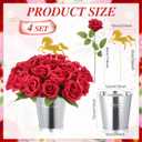 Yinder 32 Pcs Derby Day Horse Party Decorations, The Roses Centerpiece with Horse Racing Centerpiece Sticks, Simulated Iron Flower Pots, Artificial Rose for Derby Day Racing Birthday Party Supplies