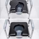 PU Commode Seat Cushion, Black Padded Cushion for Bedside Commodes, Chair, Shower Wheelchair, C Shape, 16.92x16.92x1.95 Inch